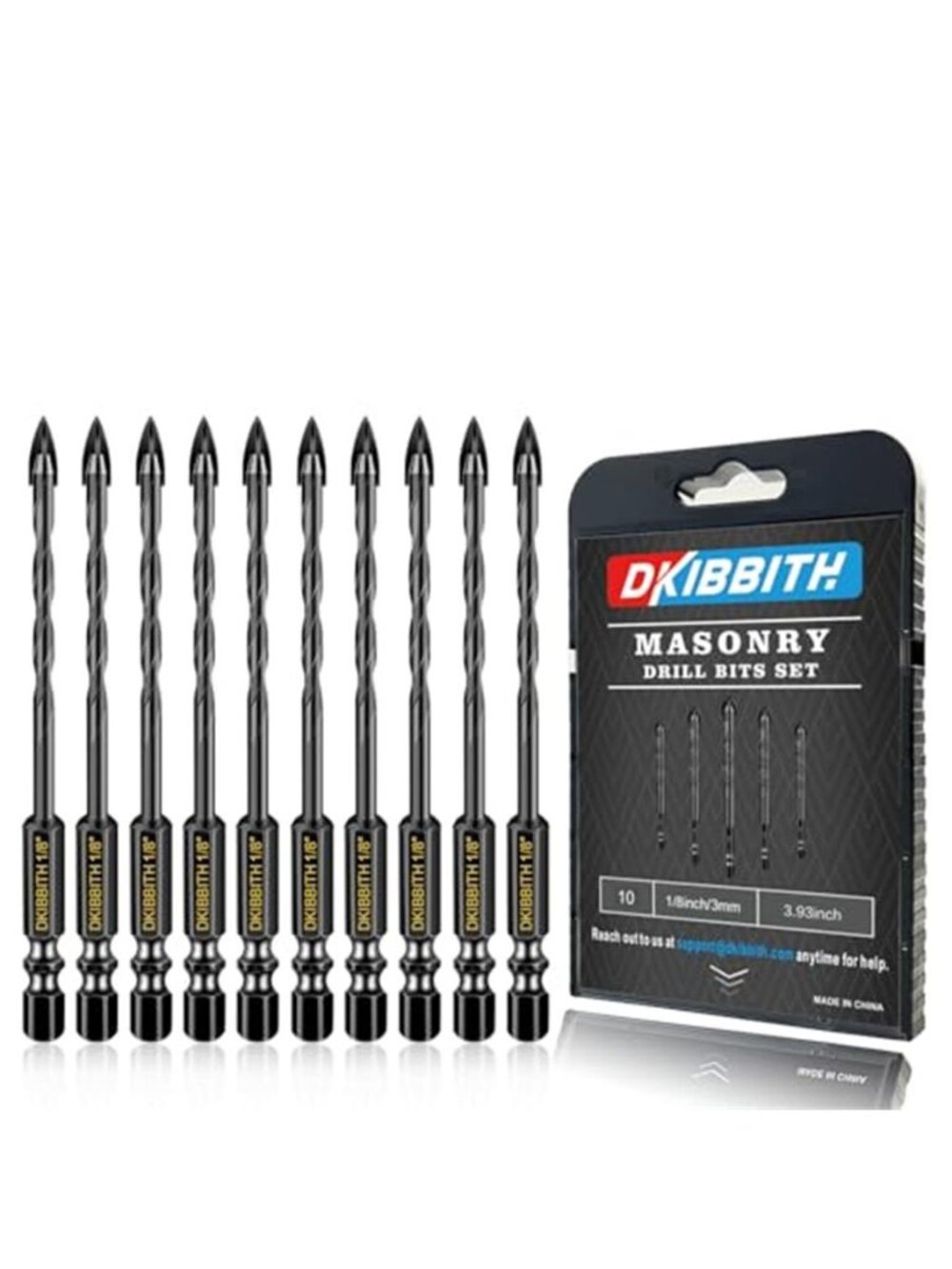New 10 Pcs 1/8" Masonry Concrete Drill Bit Set for Tile Brick Glass Plastic Wood